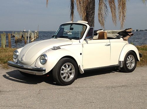 1977 volkswagen beetle convertible 99% rust free pearl white paint.  no reserve!