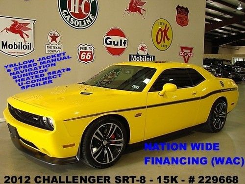 2012 challenger srt8 yellow jacket,6 speed,sunroof,nav,htd lth,20in wheels,15k!