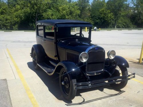 1929 ford model a tudor - black beauty for sale!  *** no reserve***