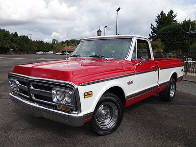 1971 gmc sierra 1500 pickup red/white 402 v8 th400 auto ps 4wpdb a/c tilt/tach