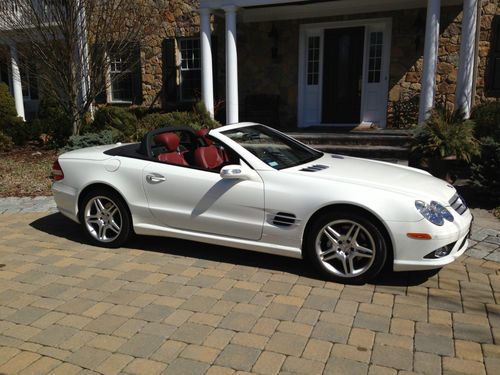 2008 mercedes benz sl 550 roadster amg white/red 19k miles