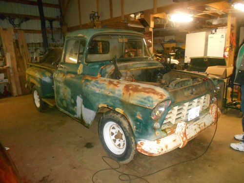 1956 chevy 1/2 ton pickup, long bed, 4 speed  v8. project truck.