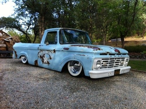 1963 ford f100 unibody short bed bagged rat rod hot rod