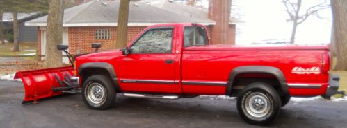 2000 chevy k2500 ls with western 8&#039; unimount pro-guard snow plow, reg.cab, red