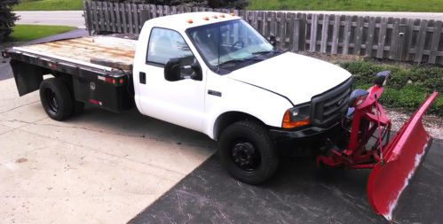 1999 ford f550 flatbed w/ 9&#039; snowplow low miles