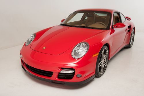 2007 porsche 911 turbo coupe rare guards red/tan 6-speed loaded with options 18k