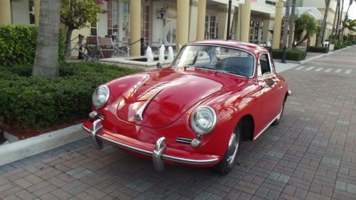 1965 porsche 356 c. matching numbers car with coa. red with black, 46,100 miles.