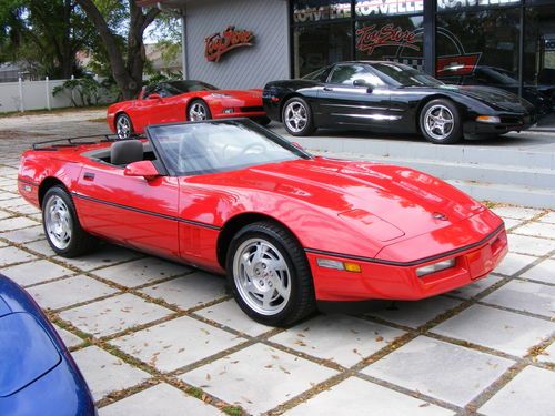 1990 corvette convertible automatic 37k miles bright red gray leather