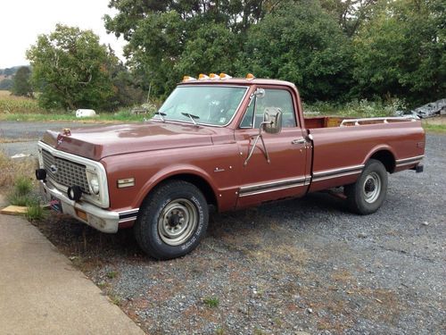 1971 chevy c-20 long bed pickup truck 2wd factory v8-350 4 speed pwr disc brakes
