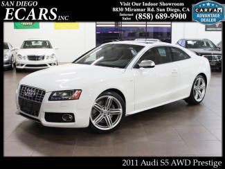 2011 audi s5 prestige white on red interior highly optioned awd 29k warranty