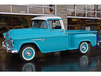 1955 turquoise &amp; white v8 4 speed the bel air of trucks tri-five beauty