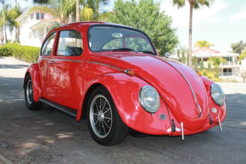 1966 cal look vw beetle, california black plate, red exterior, black interior