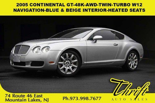 05 continental gt-48k-awd-twin-turbo w12-navigation-blue &amp; beige interior-