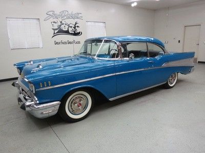 1957  chevy bel air 2 dr. hard top "tropical turquoise"w/ blue int. "gorgeous" !