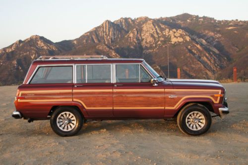 1984 jeep grand wagoneer restored garnet red cherry oak wood panels amc 360 v8