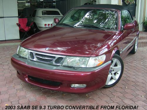 2003 saab 9-3 turbo se convertible from florida! maroon metallic and tan. cheap