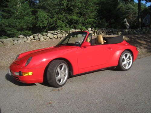 1997 porsche 911 carrera cabriolet red, tan leather and black top. 30,067 miles,