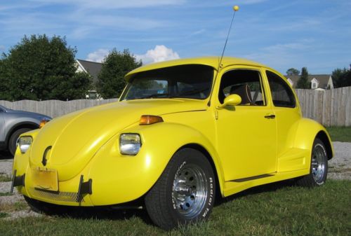 1971 vw superbeetle yellow, 1640c in engine &lt;3k mi, new transmission, dual weber