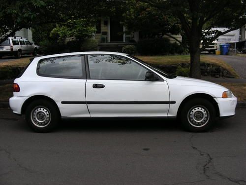 White, hatchback, 175k miles, good mpg, a/c, radio, tape deck, new tires,1992