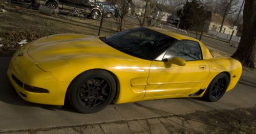 2002 chevrolet corvette z06 coupe 2-door 5.7l yellow w/ black interior 405hp