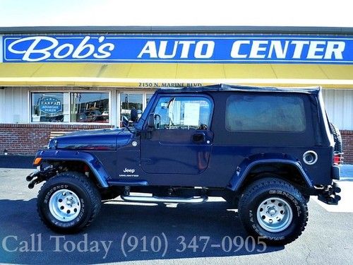 '06 4x4 soft top lift cruise automatic 4wd unlimited blue wrangler finance