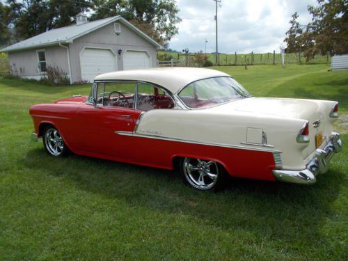 1955 chevy belair 2-dr hardtop. 350 4v auto transmission. red/cream color.