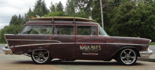 1957 chevy 210 4 door station wagon rat rod lowered not bagged