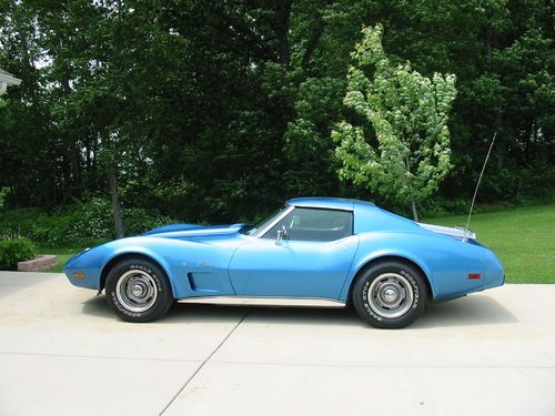 1975 corvette t-top blue w/black leather numbers match nice original cond.
