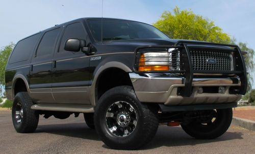 *no reserve* 2001 ford excursion 7.3l diesel lifted 4x4 limited black clean!!!!