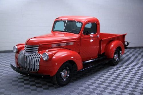 1946 chevy pickup truck! restored to original! red/tan! beautiful condition!