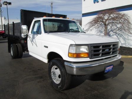 1997 ford f450 superduty stake bed dump truck w/only 87013 miles!