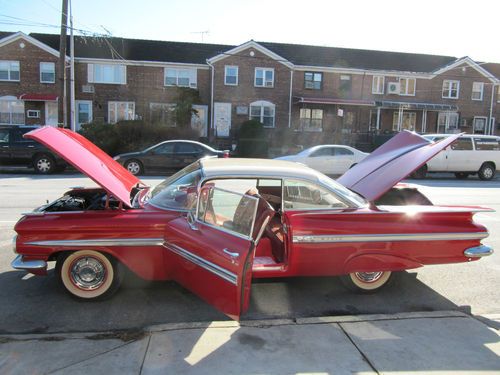 1959 chevy impala stock 283 v8 roman red completely restored!