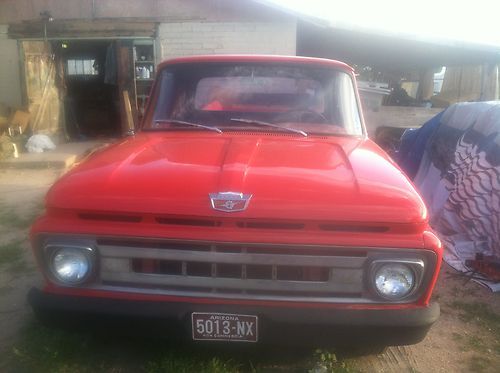 Ford 1963 az body short bed step side ,new ford red runs drives daily driver
