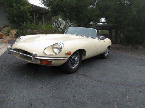 1969 jaguar xke ots etype roadster 4.2 yellowish beige black leather xlnt driver