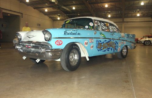 1957 chevy 210 hardtop in-bomber nhra drag jr stock indy national champion race