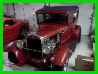 1931 ford model a tudor sedan 383 stroker v8 all original steel body red