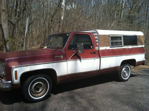 1976 chevrolet silverado pickup truck c10 350 runs clean interior w/ campershell