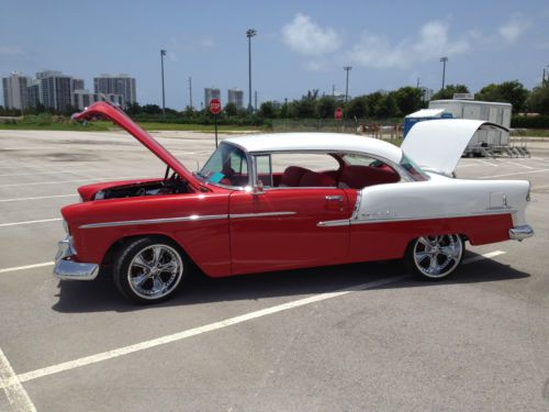 1955 custom red / pearl chevy bel air hardtop restored