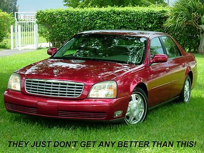 2003 cadillac de'ville from florida! metallic red/ tan leather! low miles, great