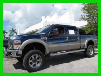 08 blue f250 4wd lifted souther comfort 6.4l v8 diesel crew cab *leather seats