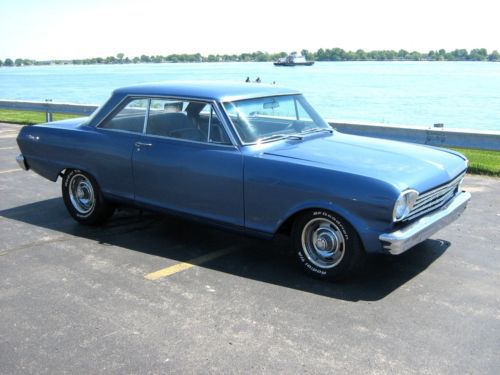 Clean 1965 chevy ll nova ss 2 dr hardtop -350 v8 - rally rims - blue / black
