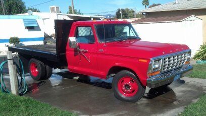 1979 ford f350 dually flatbed.oakland raiders fire engine red.