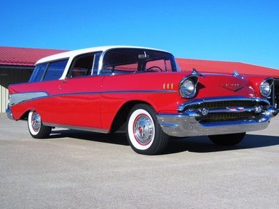 1957 chevy nomad wagon!! red/red!! 283/auto!! nice!!