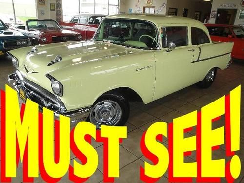 57 chevy chevrolet 2dr new paint new leather interior 406ci v8 5-speed restomod!