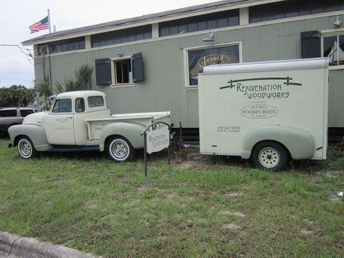 1953 five window chevy pickuo w/ trailer