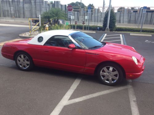 2002 ford thunderbird 61k miles red/black leather white hard top call shaun