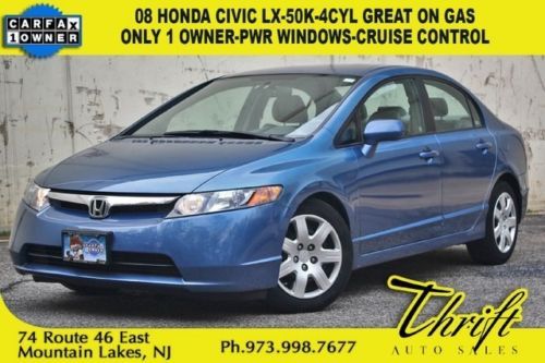 08 honda civic lx-50k-4cyl great on gas-only 1 owner-pwr windows-cruise control