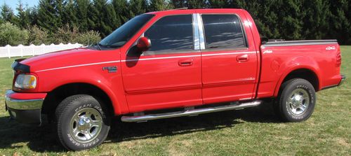 2003 ford f150 super crew cab 4x4 lariat pickup truck red 83k 4 dr 4 wheel drive