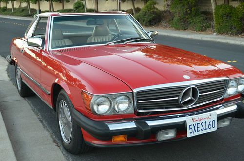 1989 mercedes benz 560sl convertible with hard top red / tan beautiful