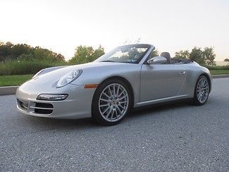Silver over blue leather cabriolet c4s carrera all wheel drive rare collectible
